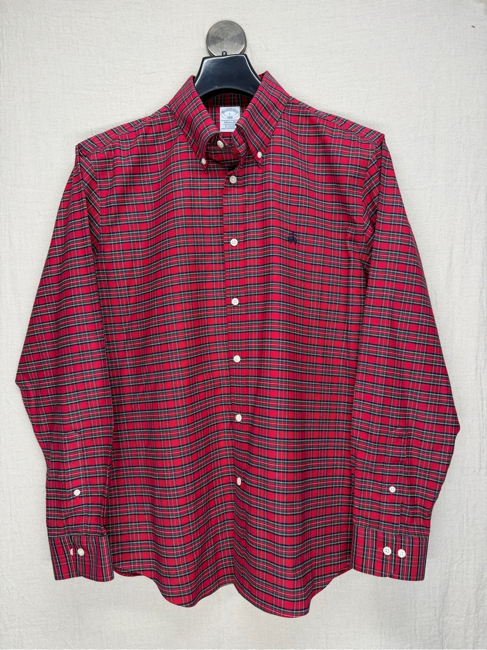 Brooks Brothers Red and Black Plaid Button-Down Shirt
